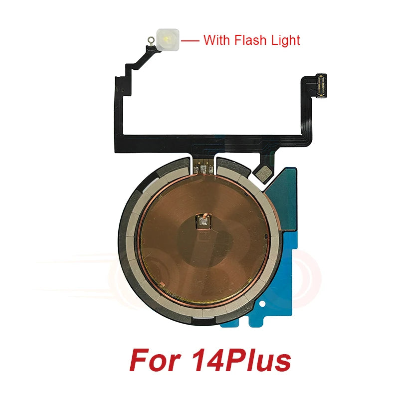 Wireless Charging Coil Sticker With Flash light Flex Cable For iPhone 14 15 16 Plus Pro Max Promax Wireless Charger Repair (1PC)