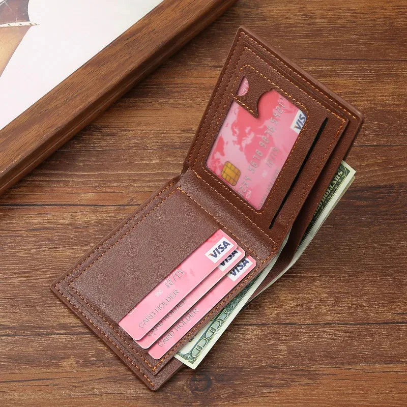 Slim Leather Wallet for Men RFID Blocking Bifold Front Pocket Wallet Minimalist Credit Card Holder Cash Money Clip