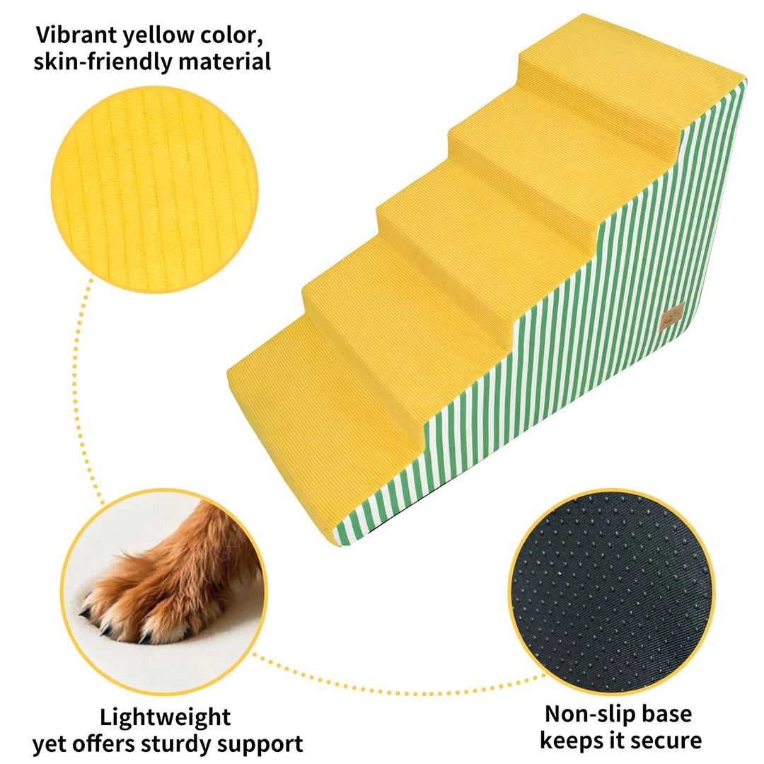 3/4/5 Steps High-Density Foam Dog Stairs with Gentle Slope