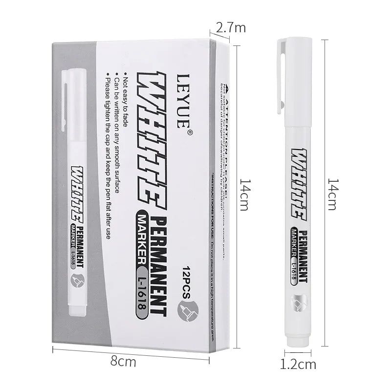 1/2/3PCS Waterproof Metal Marker Permanent White Paint Pen Washing