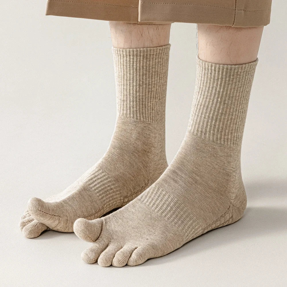 3 Pairs Five Finger Socks Men Anti-slip Sports Athletic Crew Socks Men High Quality Cotton Toe Socks Basketball Middle Tube
