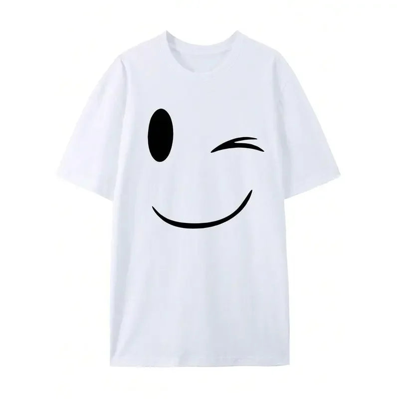 Men's Summer Casual T Shirt Fashionable Smiling Face Print