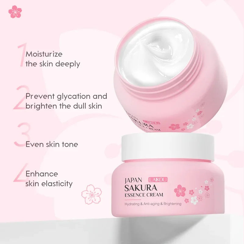 LAIKOU 60g Japan Sakura Essence Cream Cherry Blossom Facial Cream Moisturizing Anti Wrinkle Anti Aging Brighten Skin Skin Care