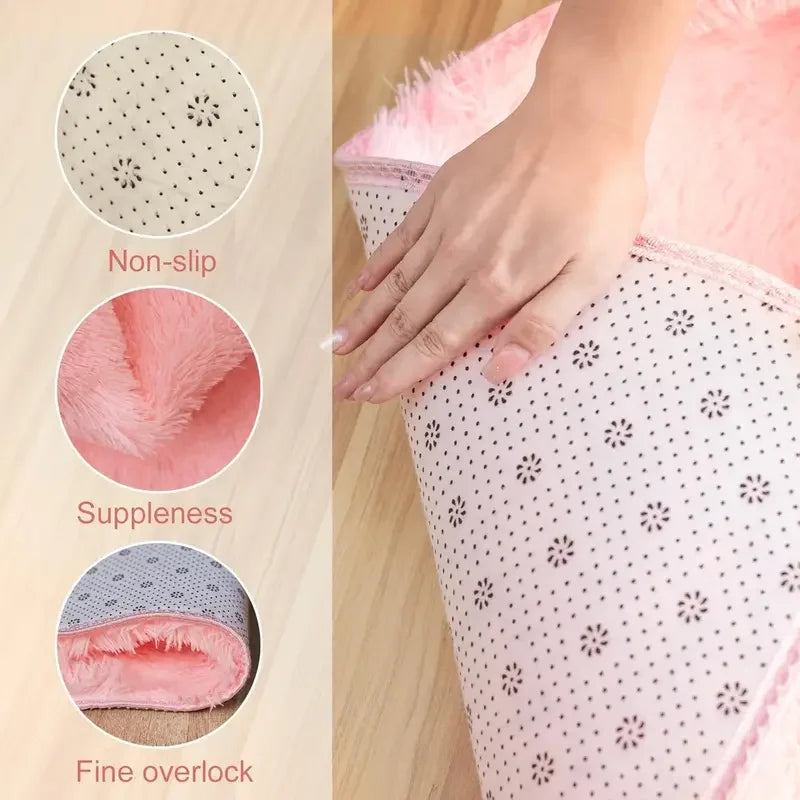 VIKAMA Simple Pink Girly Heart Plush Carpet Bedroom Bed Blanket Room Full Of Easy To Care Carpet Cute Princess Carpet Home Decor
