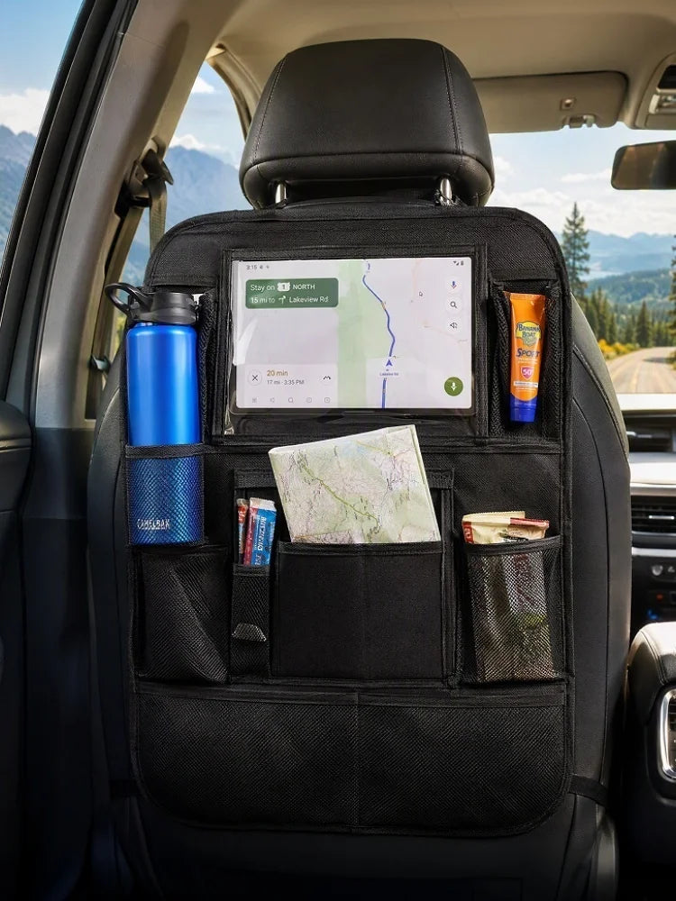 Car Back Seat Storage Bag (with Touch Screen Tablet Holder)