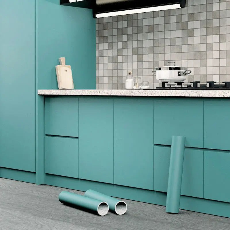 Matte PVC DIY Self Adhesive Decorable Film Vinyl Wall Stickers Kitchen Cabinets Bedroom Furniture Waterproof Oilproof Wallpapers