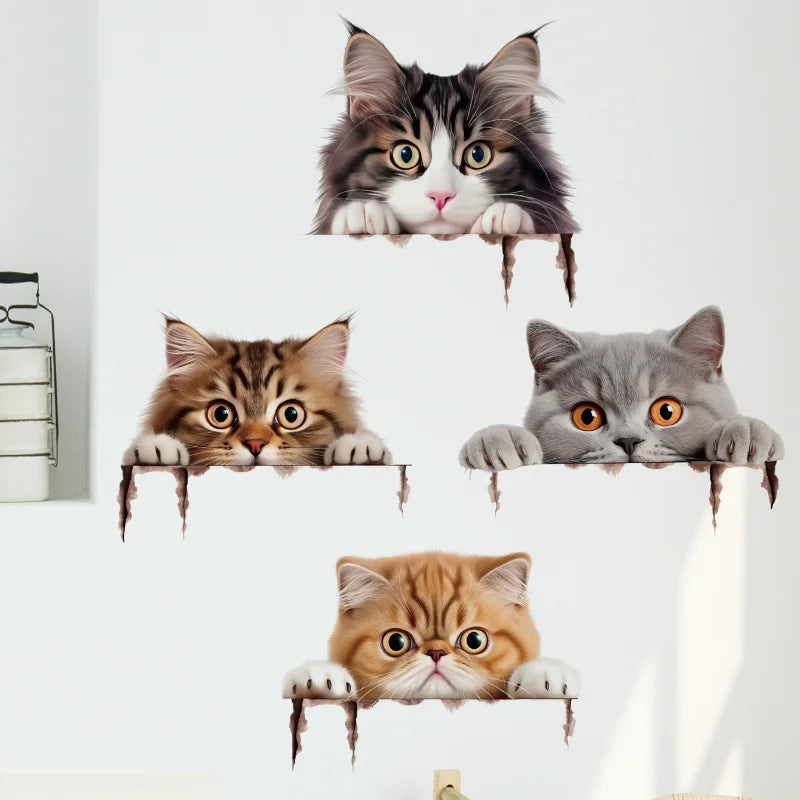 Cat Peeping Wall Stickers Living Room Children Bedroom Home Decoration DIY Cartoon Animal Wallpaper Removable Vinyl Decals