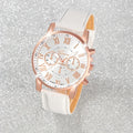 Fashion Quartz Watch - Rose Gold Accents Leather