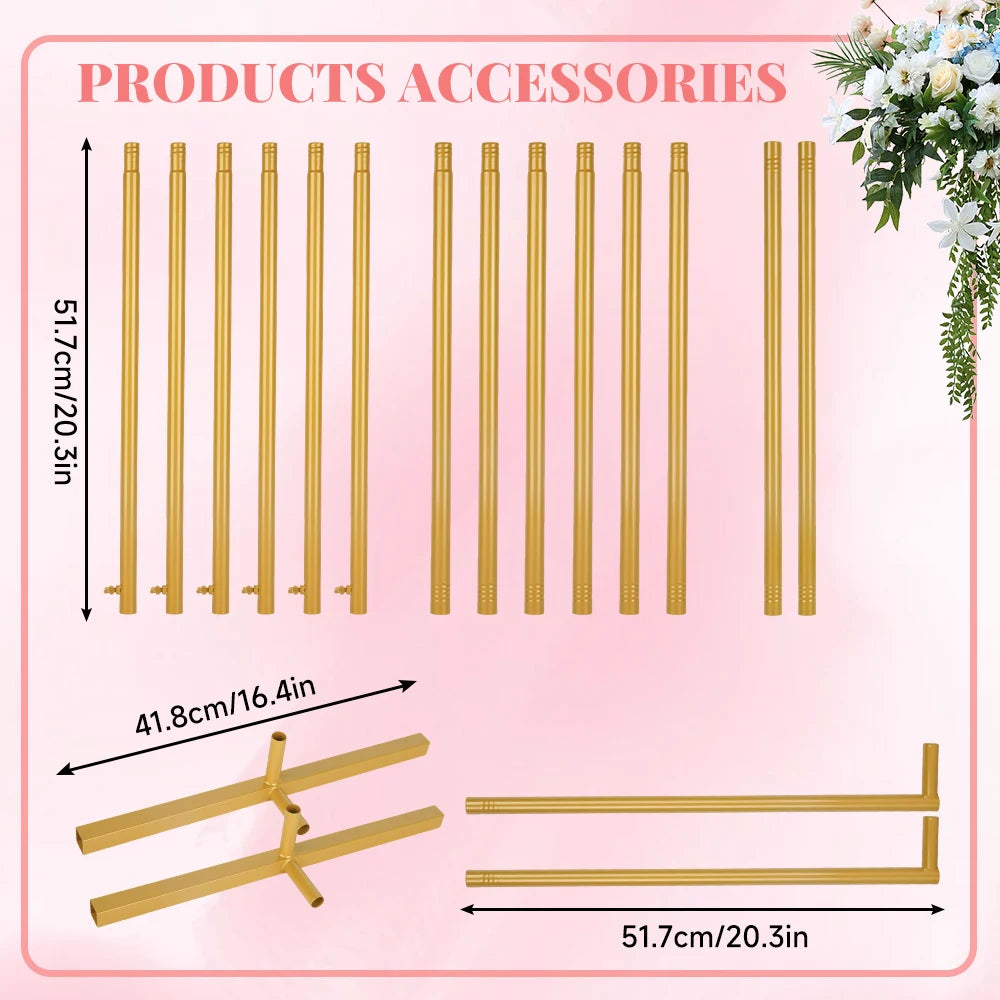 6.6FT/4.9FT Gold Wedding Arch Stand Square Balloon Arch Metal Backdrop Frame Birthday Party Ceremony Baby Shower Decor Holder