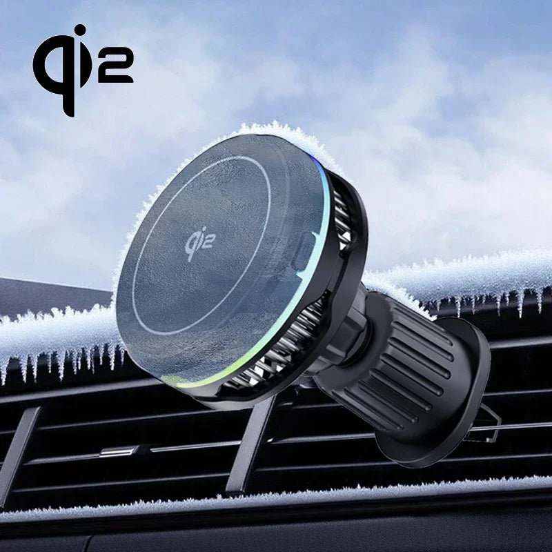 QI2 TEC Cooling RGB Magnetic Car Wireless Charger Fast Charging Radiator Air Vent Clip Holder For Magsafe iPhone 17 16 Pro Max
