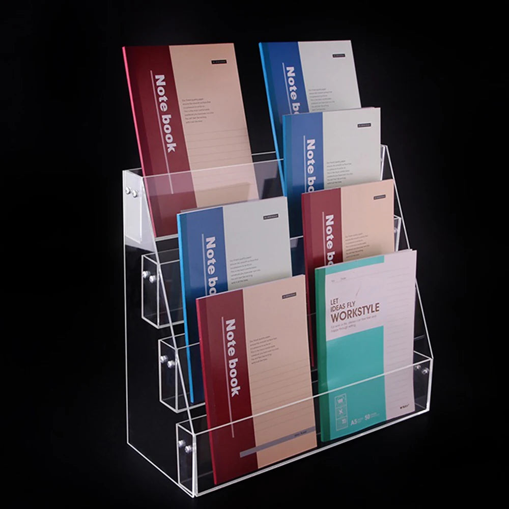 Transparent Display Stand Bookshelf Magazine Notebook Comic Storage Rack Desk Organizer Facial Mask Light Disk Storage Shelf