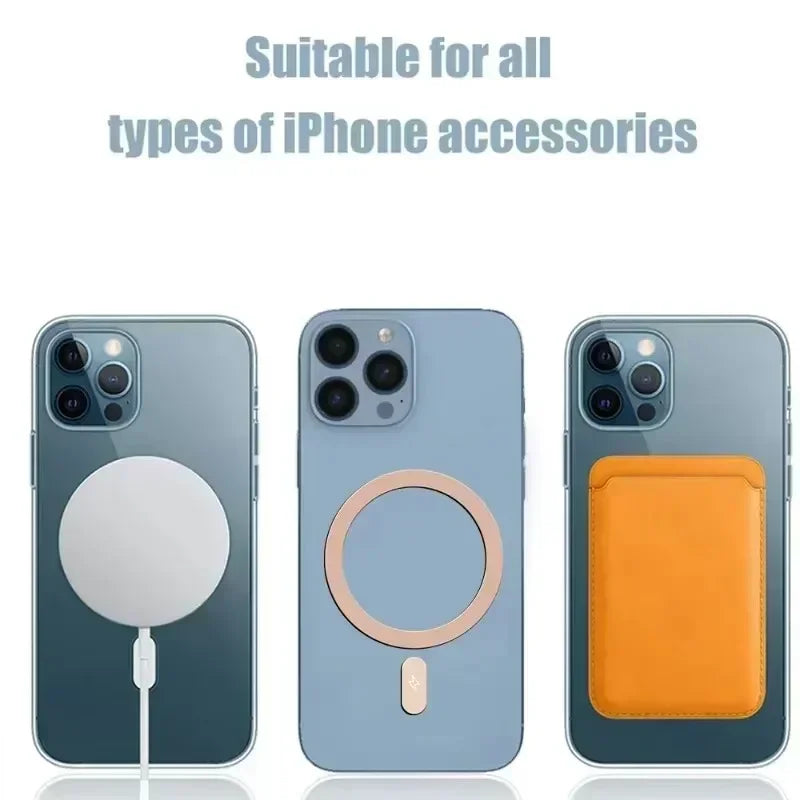 1-5Pcs Universal Metal Plate Ring for Magsafe Magnetic Wireless Charger Iron Sheet Sticker Car Phone Holder for IPhone 14 15 16