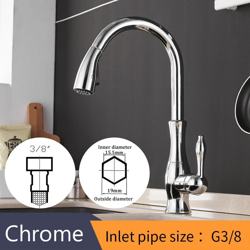 Kitchen Faucets Silver Single Handle Pull Out Kitchen Tap Single Hole Handle Swivel 360 Degree Water Mixer Tap Mixer Tap 866011