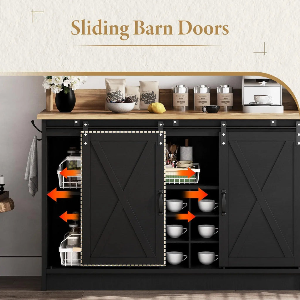 Farmhouse Coffee Bar Cabinet with Storage Kitchen Cabinets Wine
