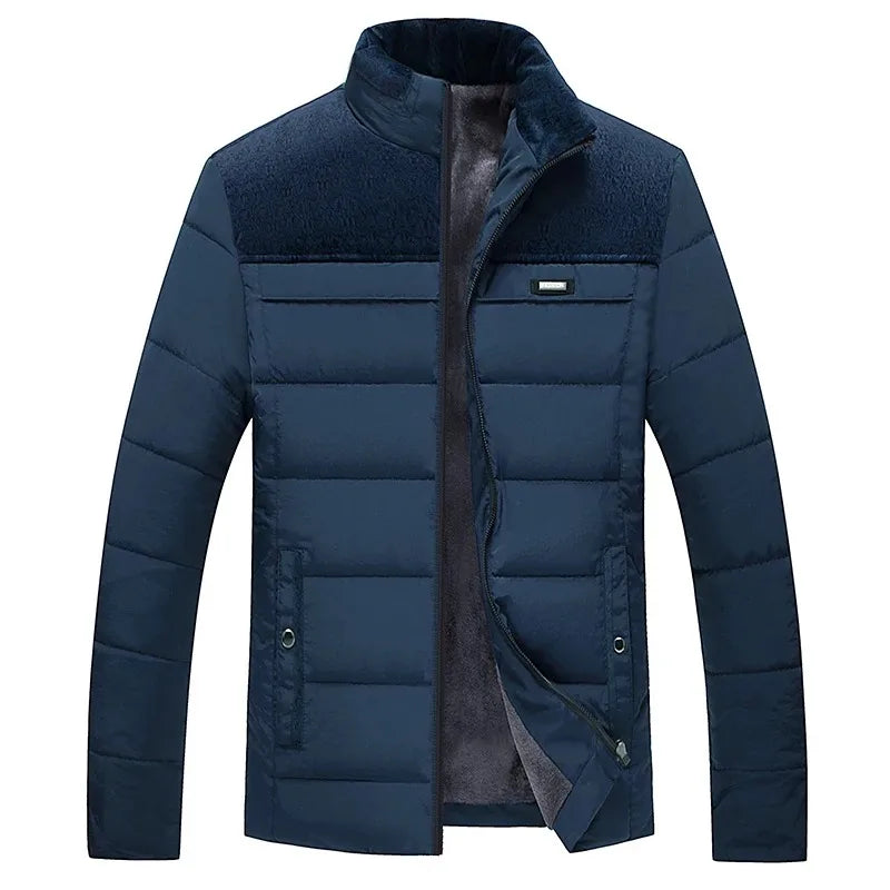 Puffer Jacket Men's Plush Thickened Parkas Stand Collar Jacket