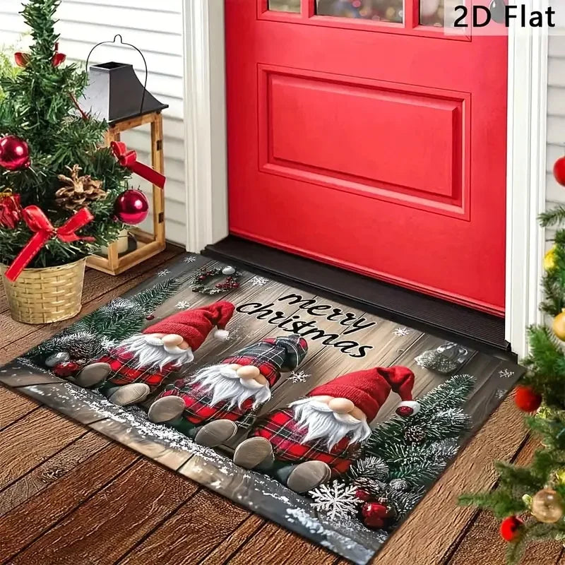 Christmas Tree Santa Claus Elk Christmas Entry Door Floor Mat Festive Decorations Carpet Bathroom Anti-slip Mat Entrance Doormat