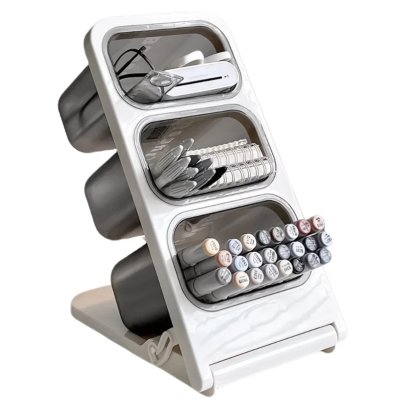Large Capacity Desk Organizer Pen Holder Oblique Pencil Storage