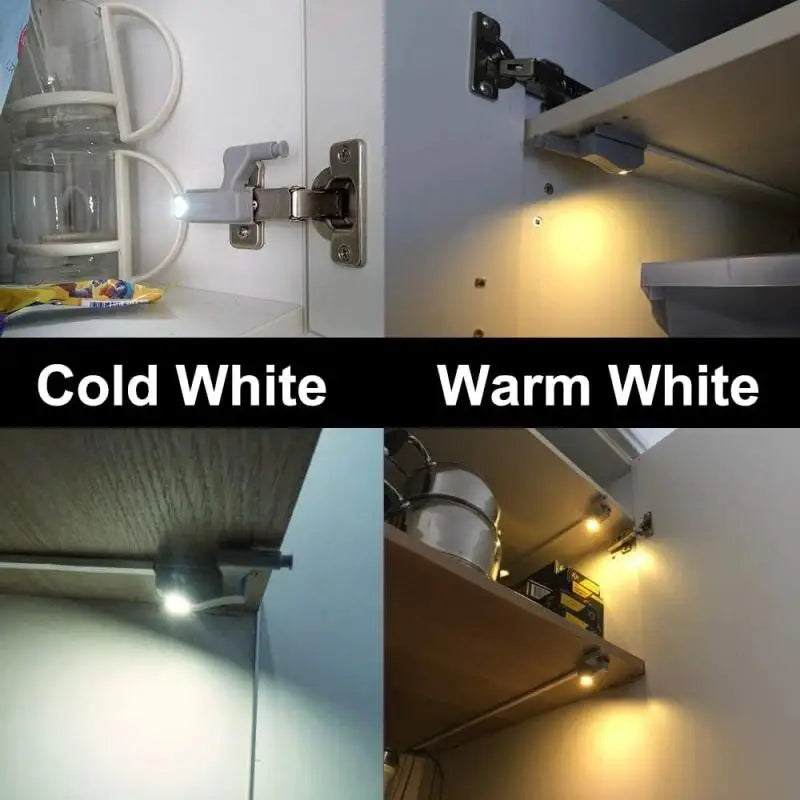10-1PC LED Inner Hinge Lamp No Battery Under Cabinet Lights Wardrobe Cupboard Sensor Lights Bedroom Kitchen Closet Night Lamp