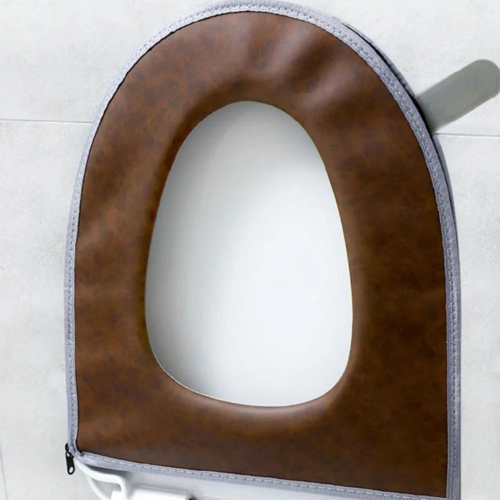 Washable Toilet Seat Cover with Flip Lid Handle, Soft WC, Closestool Mat, Bathroom, Removable, Zipper, Household, Warm, Winter