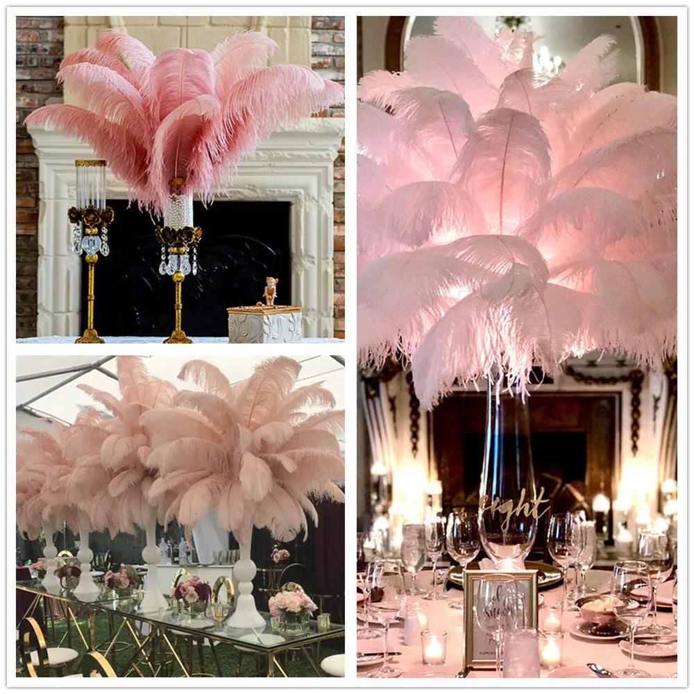 10PCS/Lot White Ostrich Feathers Plume for Wedding Table Centerpieces Carnival Prime Decor  45-50CM 55-60CM Ostrich Plumas Large