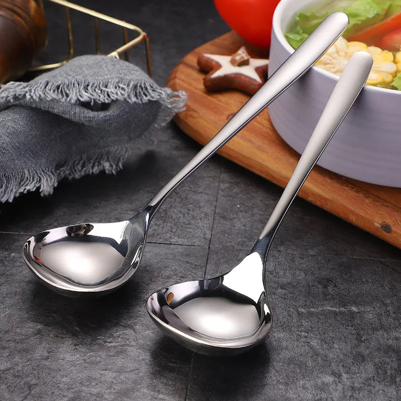 Stainless Steel Thickening Spoon Creative Long Handle Hotel Hot Pot Spoon Soup Ladle Korean Soup Scoop Home Kitchen Tools