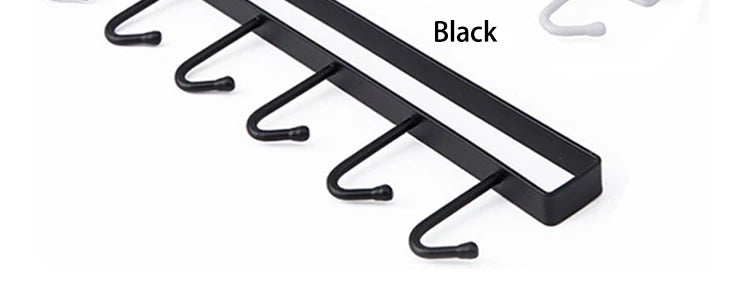 1/2pcs 6 Hook Coffee Cup Mug Holder Black White Hooks Shelf Multifunction Kitchen Cabinet Sundries Organizer Storage Hanger