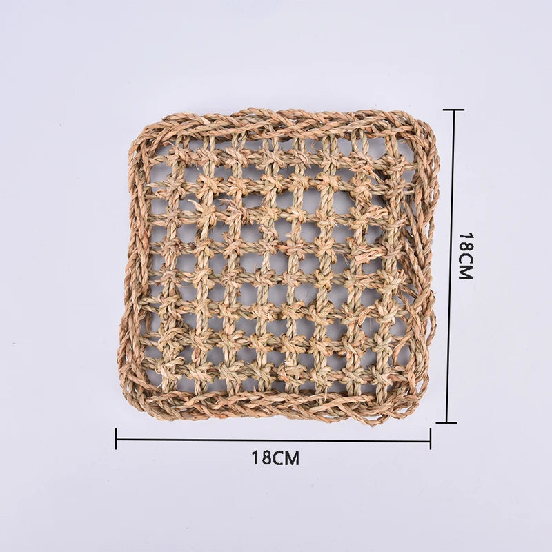 1x Hand-knitting Seaweed Pad Washable Pet Cushion Bird Ladder Stand Toy Lizard Crawling Shelf Lounger Hammock Small Pet Bed Mat