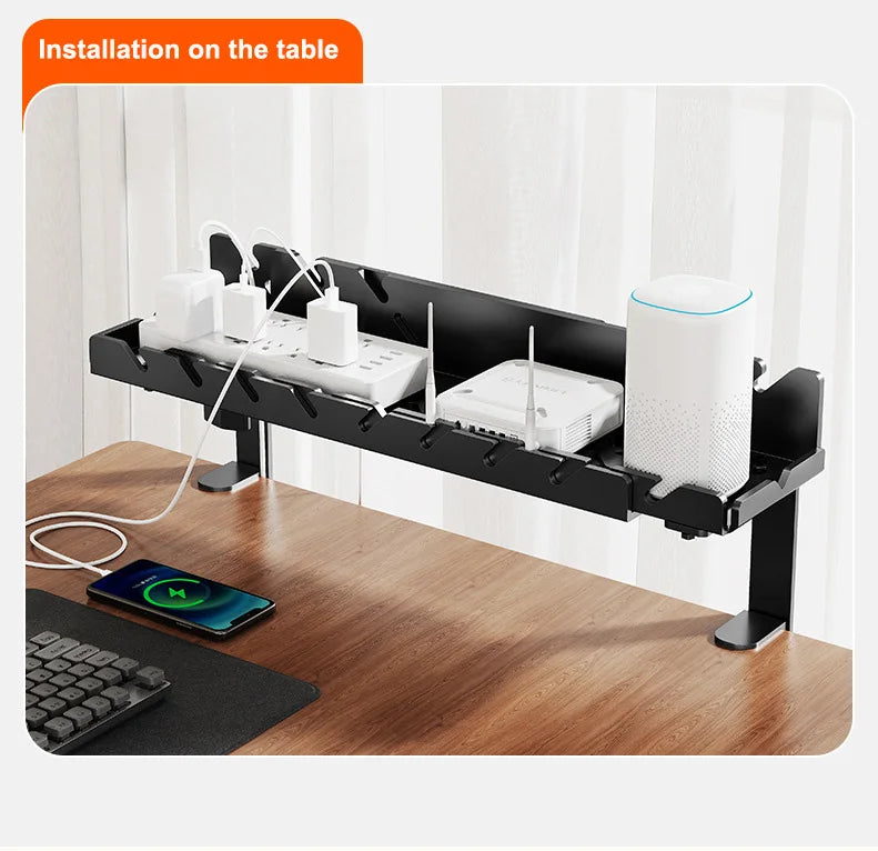 New Multi Functional Shelf Desk Under Table Hanging Metal Cable Holder Kitchen Organizer No-Drill Standing Desk Organizer