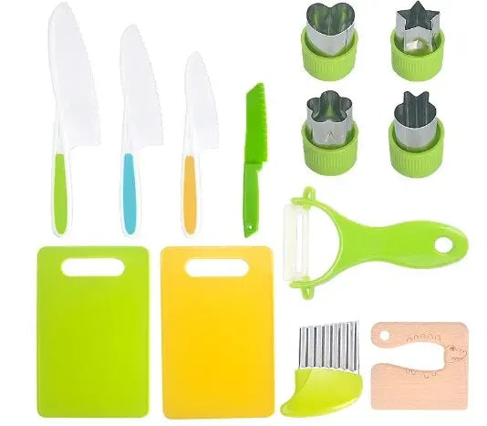 Kids Cooking Cutter Set Kids Knife Toddler Cutter Plastic Cake Fruit Knives Children DIY Peeler Tools Kitchen Accessories