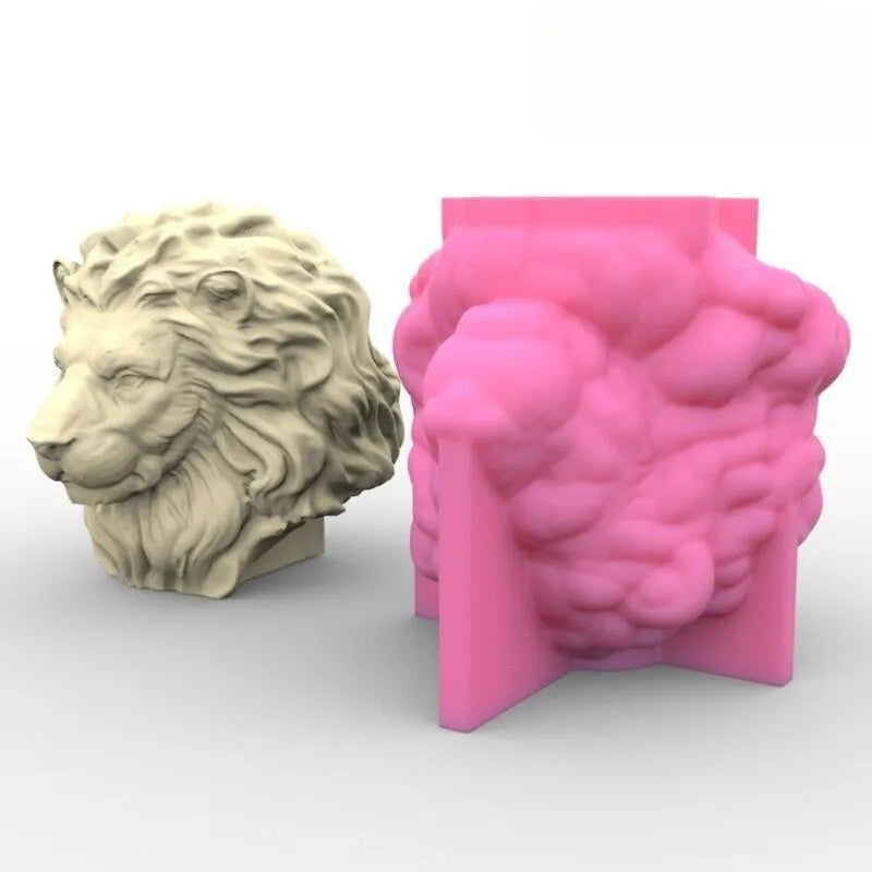 3D Lion candle silicone mold Lion head resin silicone mold Lion home decoration concrete gypsum cement silicone mold
