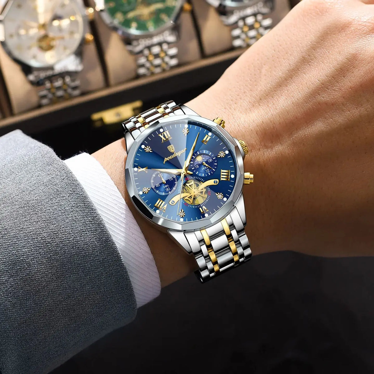 POEDAGAR Luxury Men Watch Top Waterproof Luminous Chronograph Man