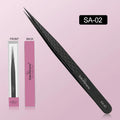SAKURAHANA Professional Eyelash Tweezers Black Fiber Tip for Lash