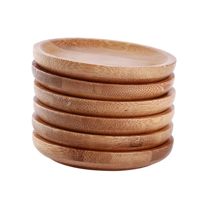 6PCS Round Shape Bamboo Coaster Cup Rest   for Glass Cups Tea Cup Coffe Mug Bottle Water Holder Natural Home Decor
