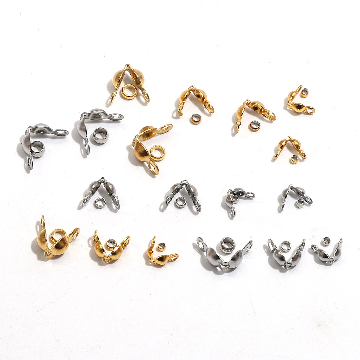 Lot Stainless Steel Gold Plated Connector Clasp Crimp End