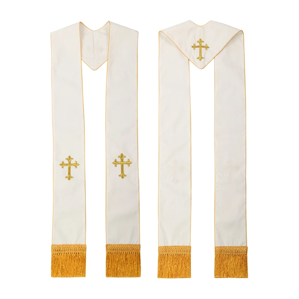 Clergy Black Stole Priest Cross Embroidered Costumes