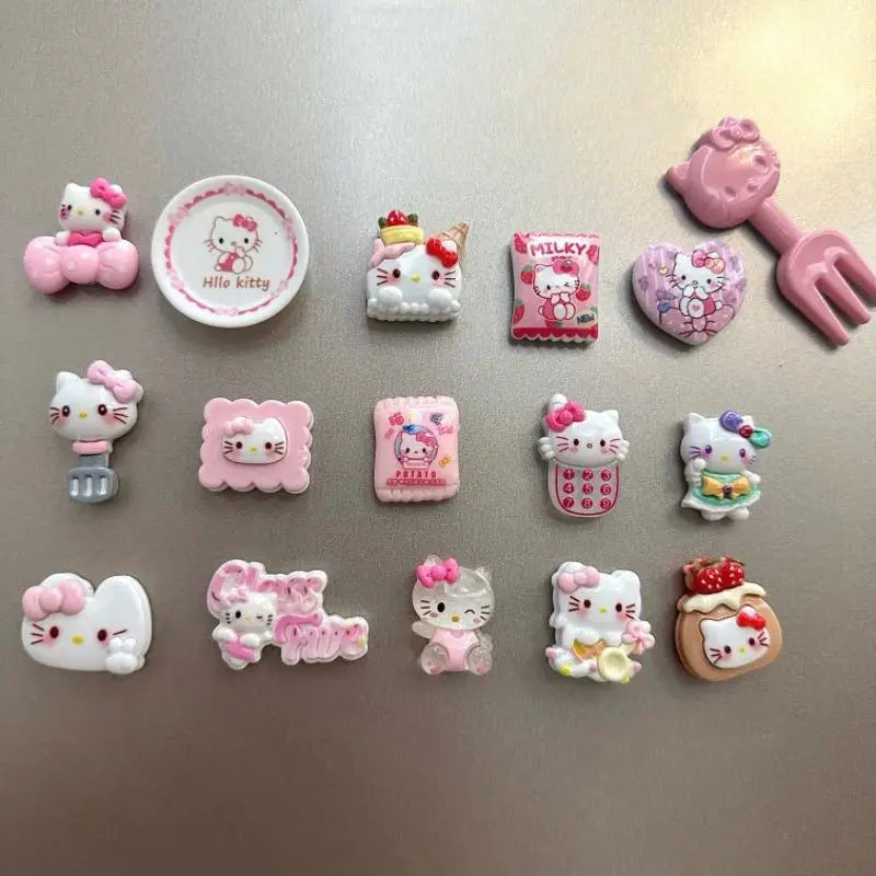 Hello Kitty Refrigerator Magnet Cute Cartoon Cute Cartoon Resin Material Magnetic Tile Fashion Personality Small Accessories