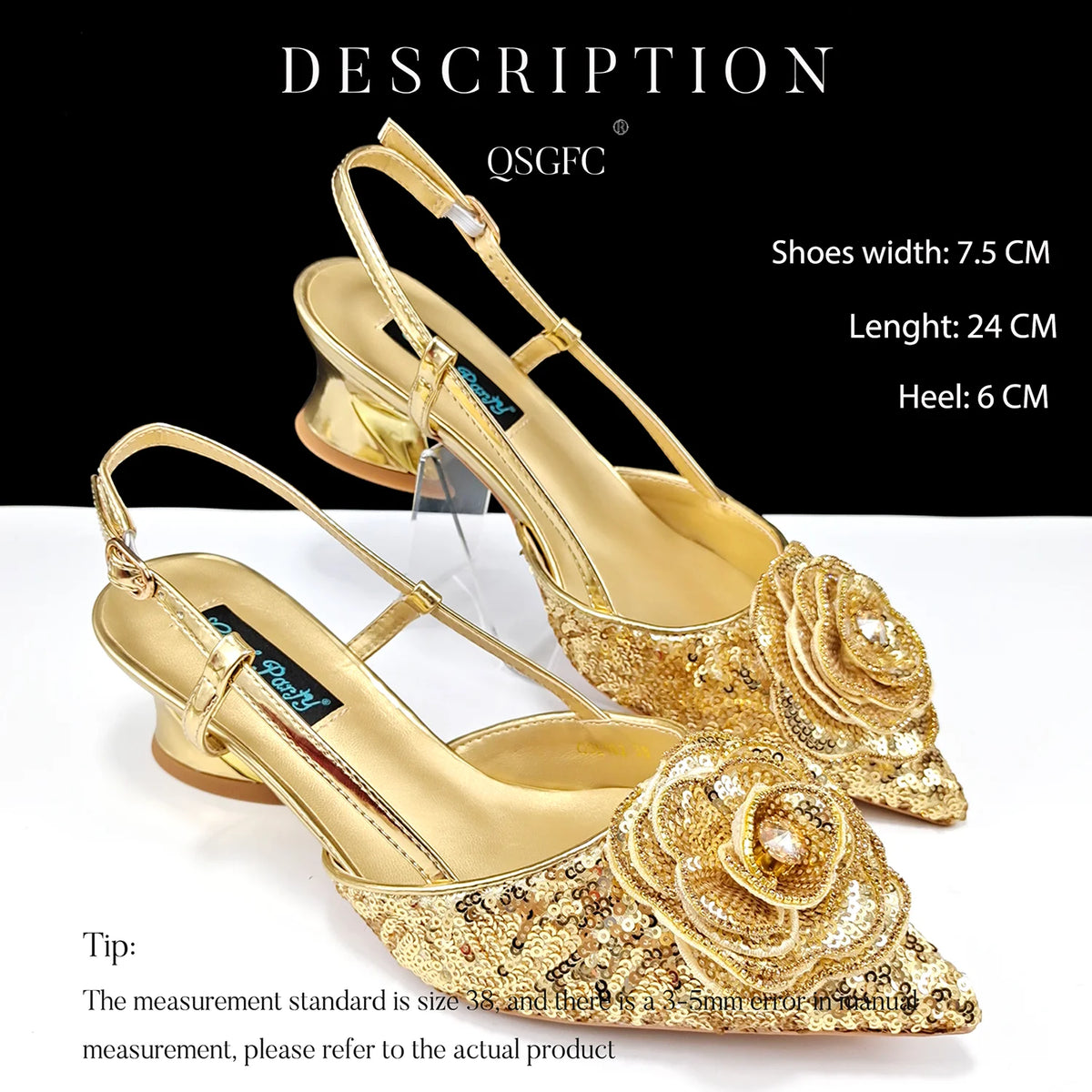Gold Sequin Party Shoes and Handbag Set