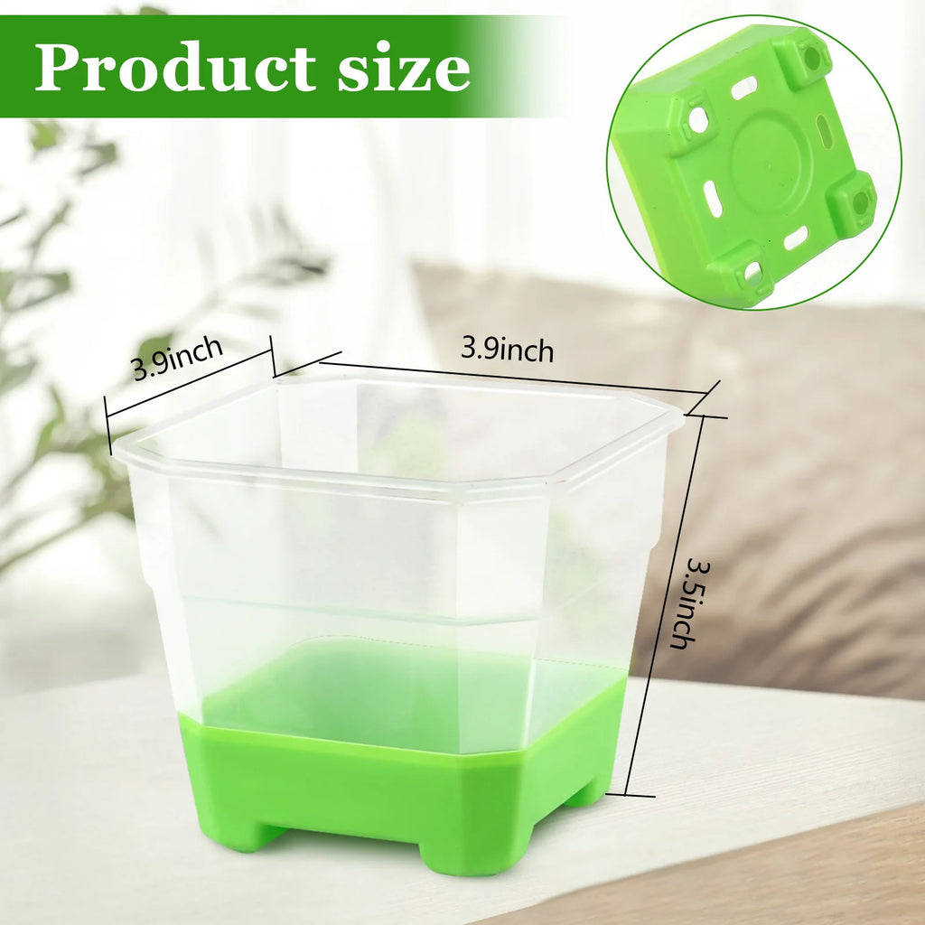 20pcs Seedling Pots - Reusable square planters with flexible silicone base and drainage holes to promote seedling root growth.