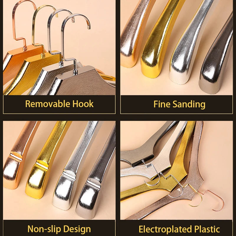5PCS Gold Non-Slip Clothes Hanger,Adult Suit Hangers with 3CM Wide Shoulder,Closet Storage Rack for Coat T-Shirts Sweater Pants
