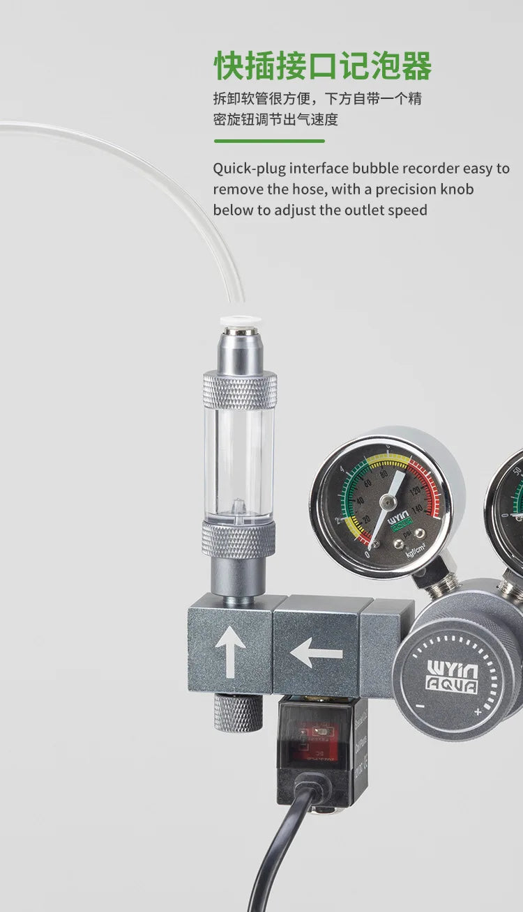  Aquarium CO2 regulator  Dual meter electromagnetic quick plug CO2 two-stage pressure reducing valve Fish tank CO2 equipment