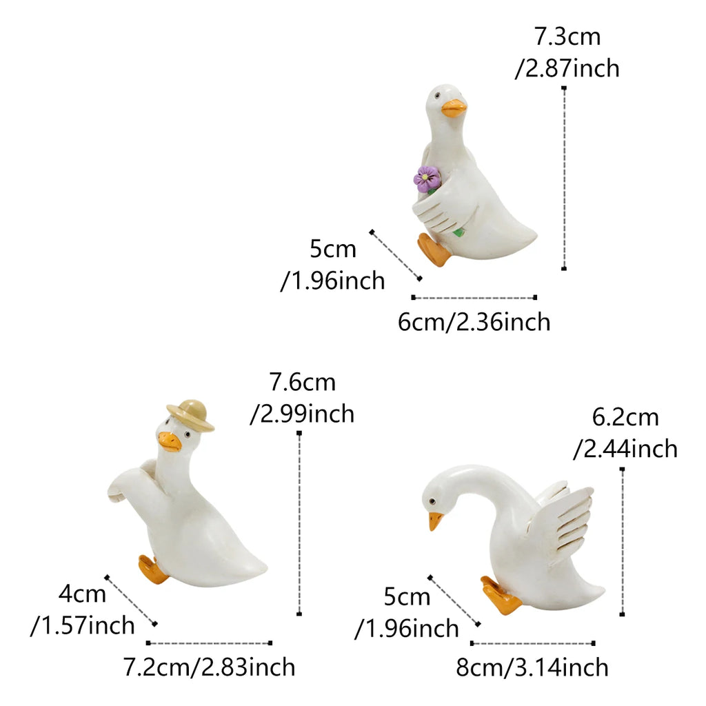 3 duck pendants, garden bonsai decoration animal pendants, resin handicrafts
