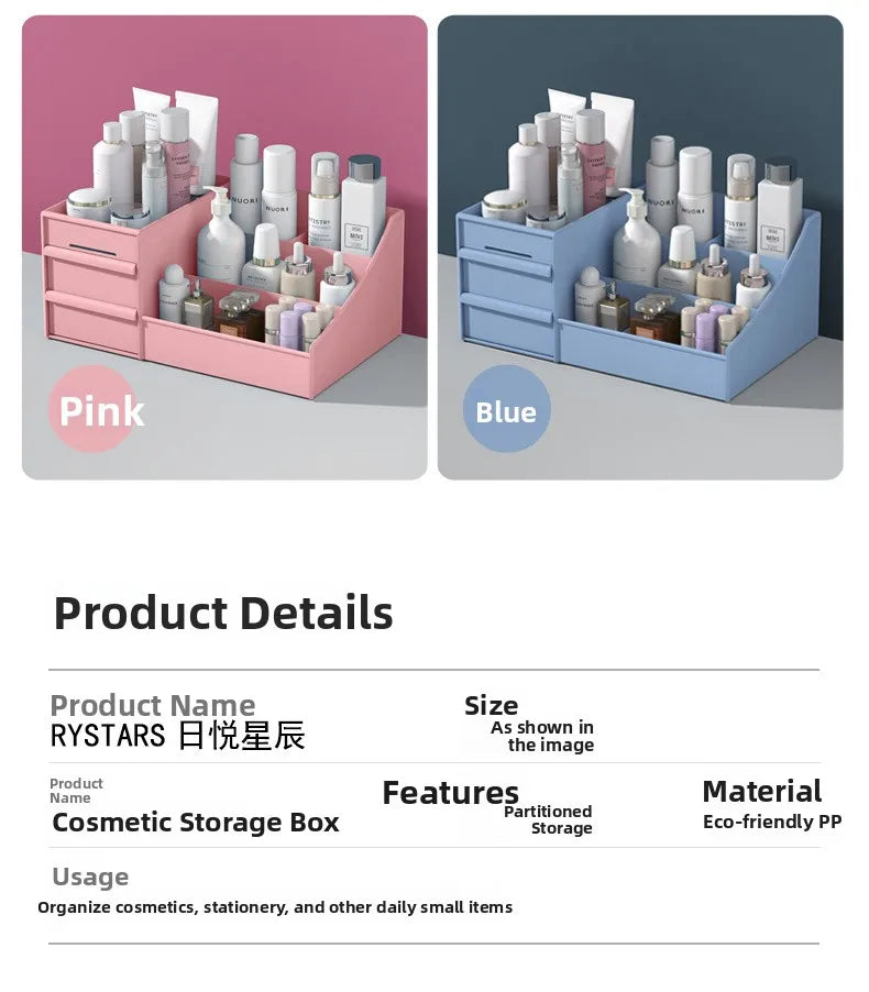 Plastic Drawer Style Makeup Storage Organizer Cosmetic Storage Box Classification Rack Bathroom Bedroom Desk Organizer