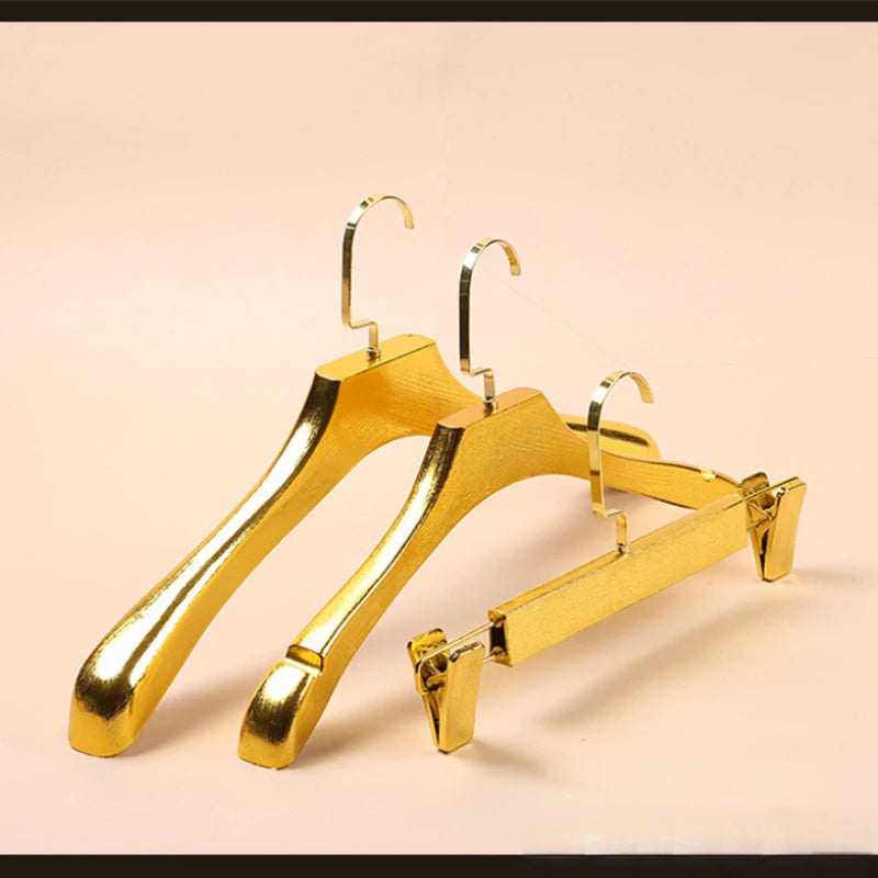 5PCS Gold Non-Slip Clothes Hanger,Adult Suit Hangers with 3CM Wide Shoulder,Closet Storage Rack for Coat T-Shirts Sweater Pants