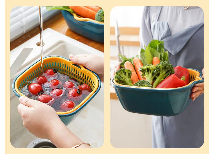 8PCS Kitchen Sink Vegetable Drainer Fruit Basket for Multifunctional Stackable Fruit Washing Basin Vegetable Drain Basket Basin