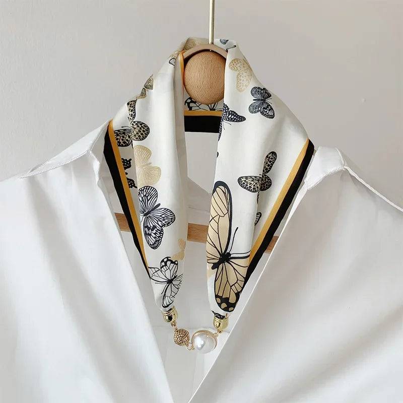Imitation Silk Scarf Magnetic Buckle Necklace Pendant Wearing Spring and Autumn Cervical Protection for Women