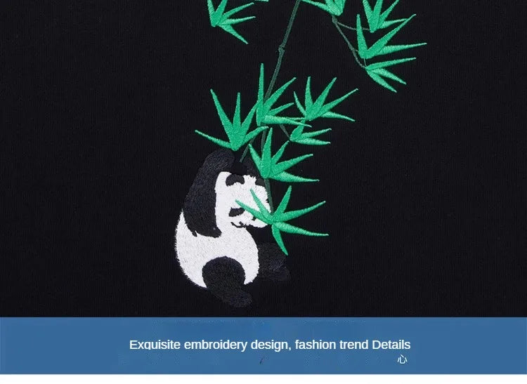 Fashion Crewneck Sweatshirt Men Bear Embroidery Hoodies Women Casual Chinese Panda Bamboo Fleece Designer Harajuku Pullover 2024