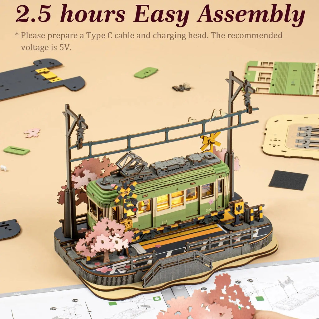 Rolife Wooden 3D Puzzle Sakura Journey Tram DIY Model