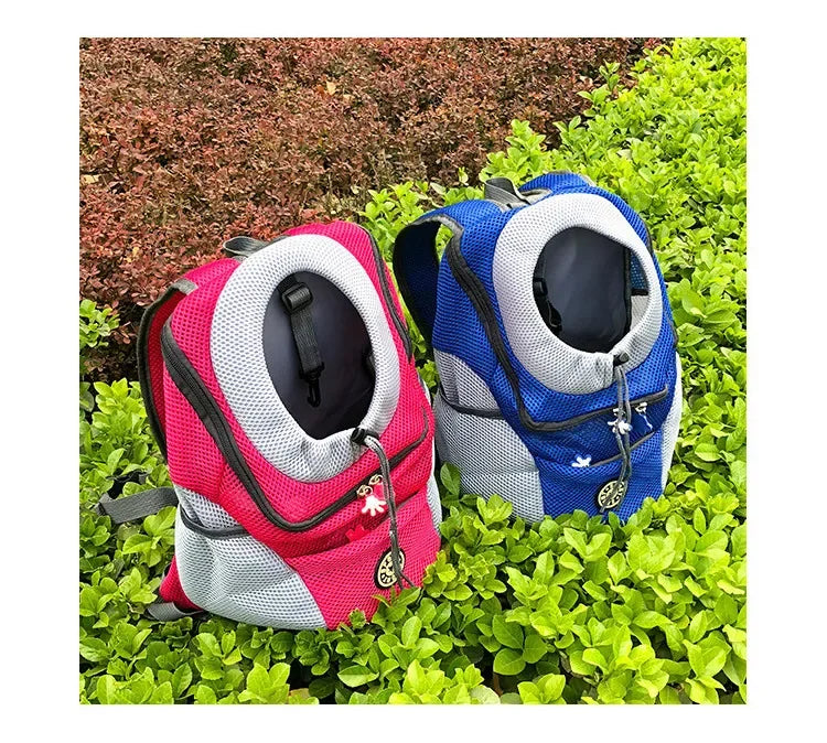 Pet Backpack Carrier for Small Dogs & Cats - Front-Folded Travel Backpack with Ventilation Mesh & Harness-Like Zipper Lock