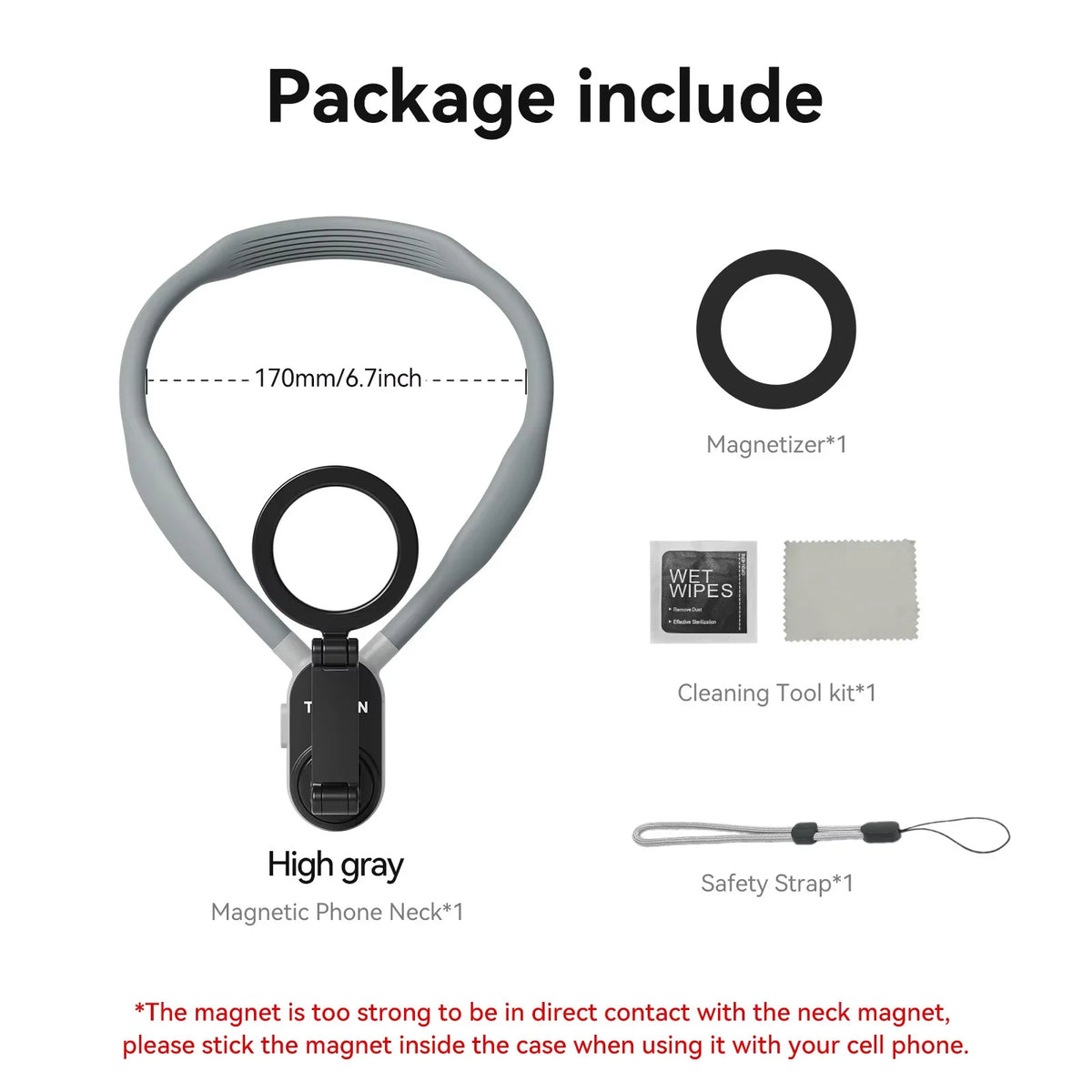 Telesin Silicone Magnetic Quick Release Neck Mount Hold for Iphone
