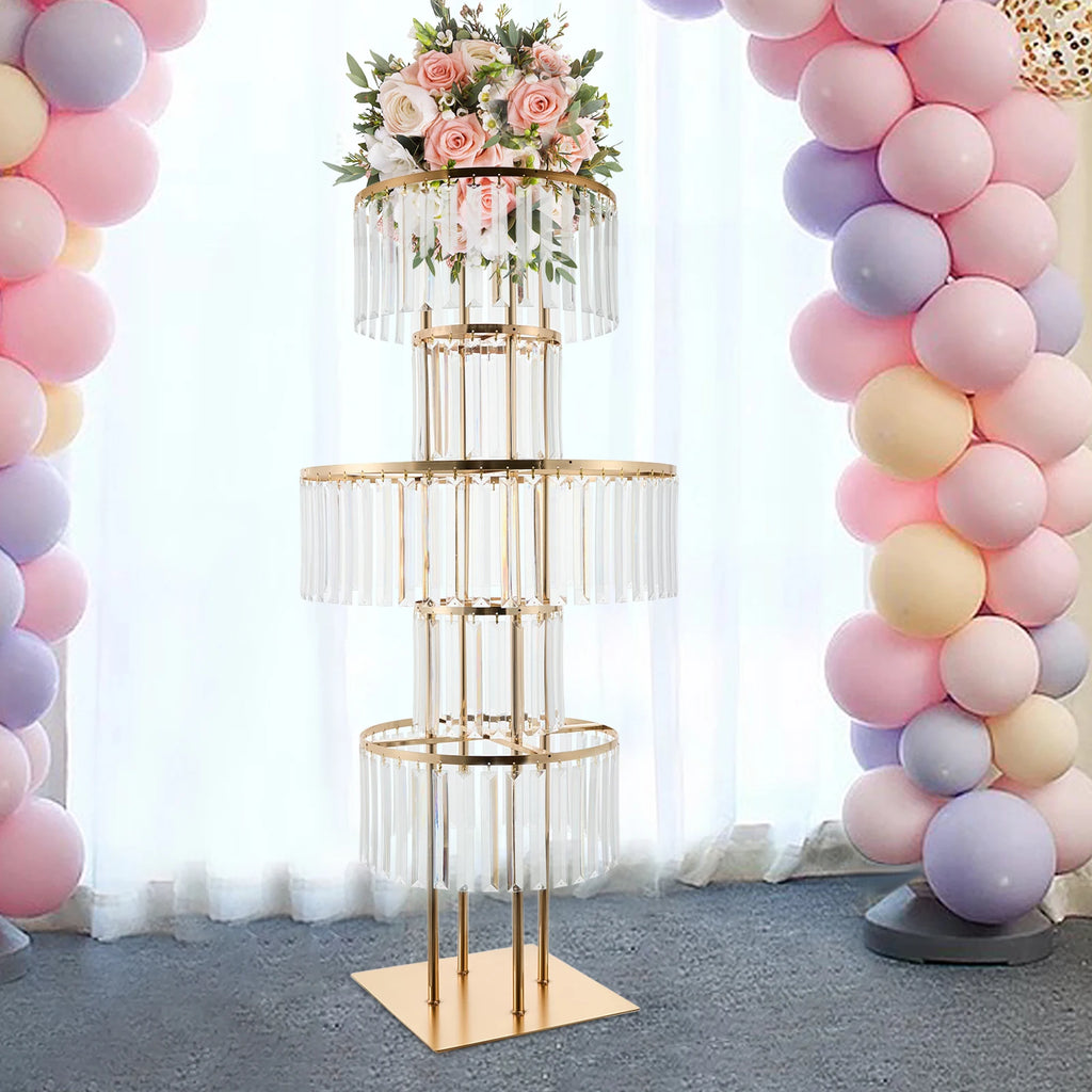 Gold 5‑Tier Wedding Flower Stand Acrylic Iron Electroplated Flower